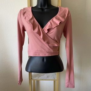 FOREVER 21 Blush Ruffled Wrap Crop Top
